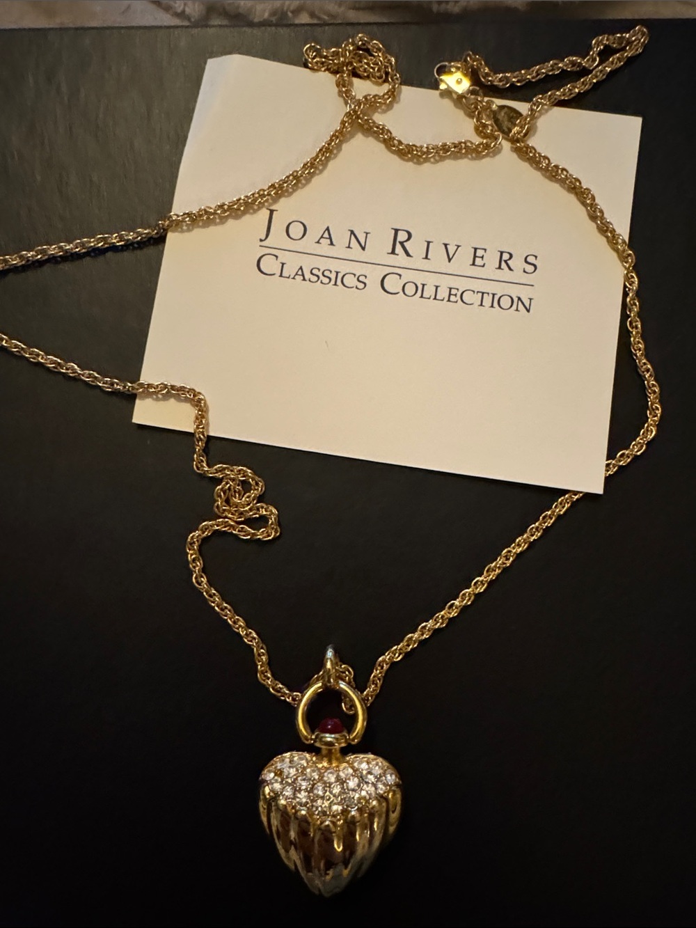 Joan Rivers Gold Heart Pendant Necklace with Crystal Accent
